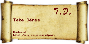 Teke Dénes névjegykártya